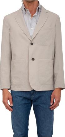 Emporio Armani Jassen, Heren, Beige, M, Polyester, Beige Blazer voor Stijlvolle Look