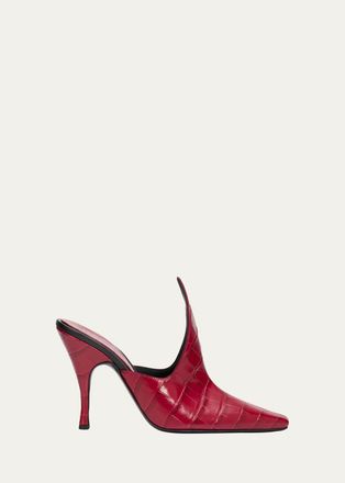 Alaia 100mm Court Croc-Embossed Leather Mules