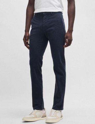 Boss Orange by Hugo Boss Mens Slim Fit Chinos in Structured Comfort-Stretch Cotton - Dark Blue - Size 30W/32L