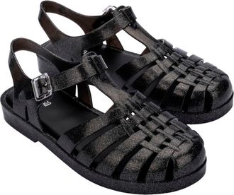 Melissa Possession Glitter Jelly Fisherman Sandal in Glitter Black at Nordstrom, Size 10