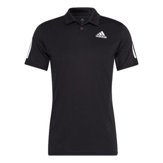 adidas Solid Color Logo Tennis Sports Short Sleeve Polo Shirt Black HB6224
