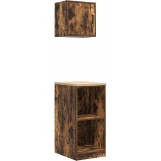 vidaXL Armarios 2 Uds Para Garaje Madera Ingenier&iacute;a Roble Ahumado Vidaxl