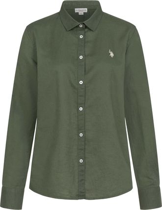 U.S.Polo Association dames linnen blouse van linnen-katoenmix