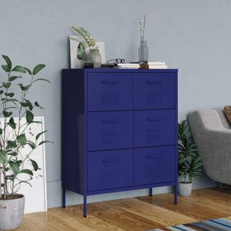 vidaXL Cassettiera in acciaio - Cassettiera Blu Marino 80x35x101,5 cm in Acciaio