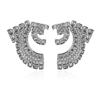 Ferragamo Gancini Kristallen Oorbellen - Dames - Oorbellen - Grijs - ONE Size - Accessoires