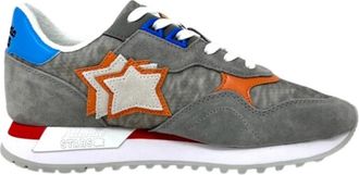 Atlantic Stars Heren Leren en Stoffen Sneakers - Heren - Sneakers - Grijs - 45 EU - Leer - Schoenen