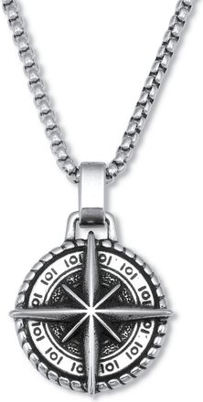 Palm Beach Jewelry Mens Natural Black Onyx Stainless Steel Compass Pendant Necklace, 24-inch