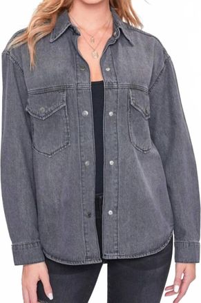 YMI Baguette Long Sleeve Denim Shirt In Barely Black