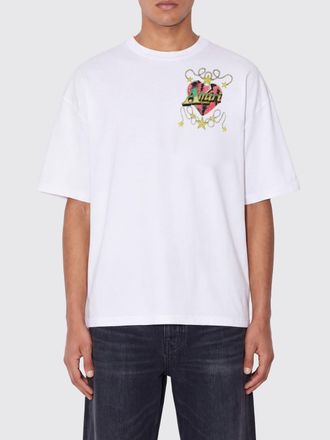 Amiri T-shirt in cotone bianco con stampa grafica e spalle scese