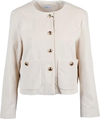 Marella Jassen, Dames, Beige, L, Katoen, Girocollo Jas