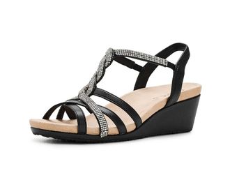Life Stride Miami Womens Sandals Black : 9.5 W (C), Faux Leather