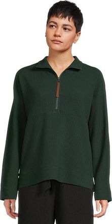 Lilla P Dolman Oversized 1/2 Zip Womens Clothing Spruce : LG, Cotton/Modal/Polyester