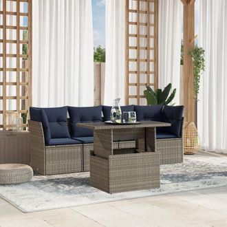 vidaXL Vidaxl Set Divani Da Giardino 5 Pz Con Cuscini Grigio In