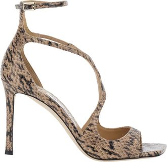 Jimmy Choo London Schoenen, Dames, Beige, 41 EU, Leer, Azia Sandalen met Hoge Hak