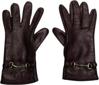 Gucci Pre-owned Accessories, female, Brown, Size: ONE SIZE Pre-owned Leather Gloves