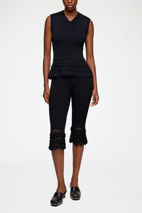 Ganni Black Vest in Cotton Crochet