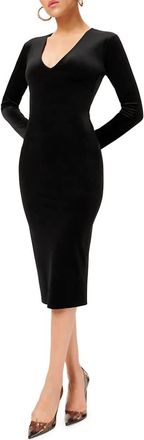 Good American Velvet Deep V Midi Dress In Black