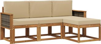 vidaXL Conjunto De Sof&aacute;s De Exterior 4 Uds. Natural Vidaxl