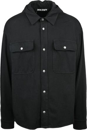Palm Angels Black Cotton Hooded Sweatshirt