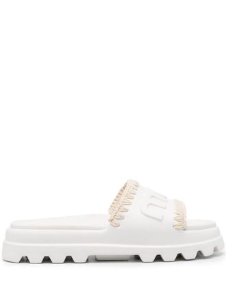Mou Eva logo-embossed slides - White