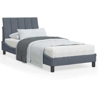 vidaXL Cama Con Colch&oacute;n Terciopelo Gris Oscuro 90x200 Cm Vidaxl