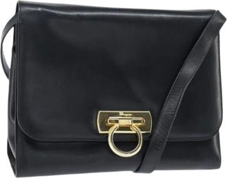 Ferragamo Pre-owned Cross Body Bags, female, Black, Size: ONE SIZE Pre-owned Leather Shoulder Bag
