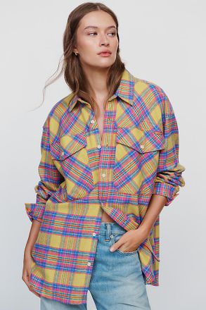 Mother Lazy Sunday 100% Cotton Oversized Shacket Top