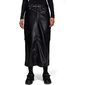 Nike Jordan Faux Leather Midi Skirt in Black at Nordstrom, Size 12