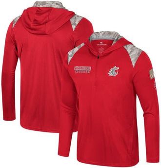 Colosseum Mens Colosseum Crimson Washington State Cougars OHT Military Appreciation Quarter-Zip Hoodie Jacket at Nordstrom, Size Medium