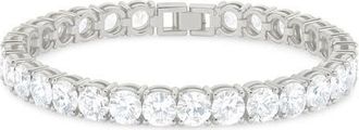 Sterling Forever Round Cut Cubic Zirconia Tennis Bracelet in Silver at Nordstrom, Size Medium