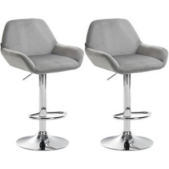 Clp Set De 2 Taburetes De Cocina Braga En Terciopelo Gris Metal Cromado