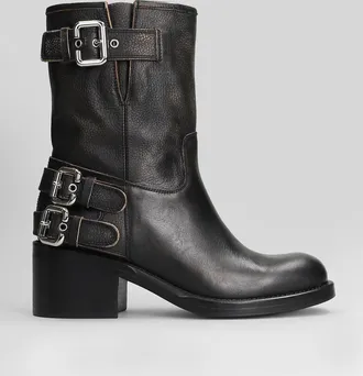 Chloé Dakota Low Heels Boots In Black Leather