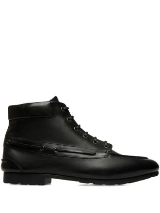 Bally Plume lace-up boots - women - Buffalo Leather/Leather/Rubber - 37.5 - Black
