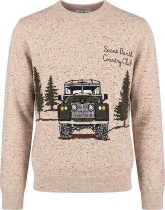 MC2 Saint Barth Donegal Wool Vintage Car Intarsia Crewneck Sweater