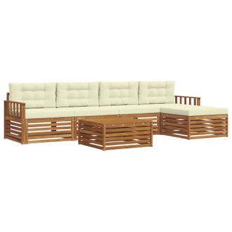 vidaXL Conjunto De Sof&aacute;s De Exterior Con Coj&iacute;n 6 Pcs Natural Y Crema Vidaxl