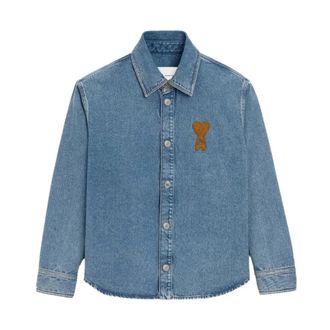 Ami Denim Shirts, male, Blue, Size: M Ami De Coeur Overshirt