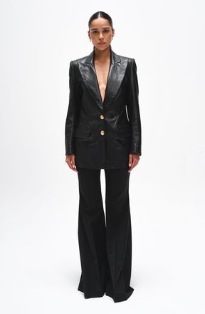 Benu Dames Zwarte Leren Blazer