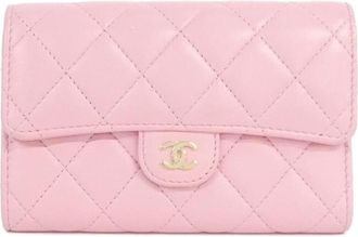 Chanel Pink Leather Wallet (Tri-Fold) (Pre-Owned)