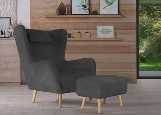 HOME AFFAIRE Sessel »Telford auch in Fellimitat, Sessel B/T/H: 77/92/106 cm« wahlweise mit und ohne Hocker, in vielen Bezugsqualitäten, Ohrensessel