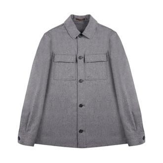Slowear Light Jackets, male, Gray, Size: XL Surchemise Flanelle