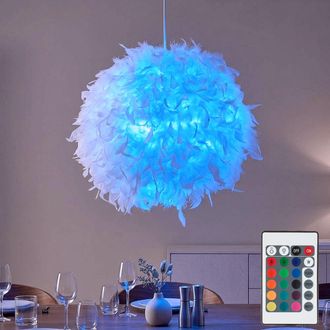 ETC Shop Lampada Da Soffitto A Pendolo A Sfera Telecomando Lampada A Piume DAnatra Dimmerabile In Un Set Che Include Lampade A Led Rgb