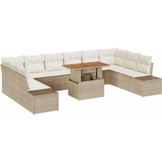 vidaXL Conjunto De Sof&aacute; De Jard&iacute;n 11 Pcs Beige Polirat&aacute;n Vidaxl