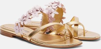 Manolo Blahnik Fiosabi appliqu&eacute; leather thong sandals