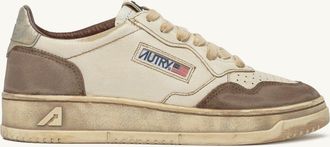 Autry MEDALIST LOW SNEAKERS SUPER VINTAGE IN WHITE AND SILVER LEATHER AND BURNED SUEDE