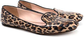 Prada Leopard Print Patent Leather Ballerinas Size 37