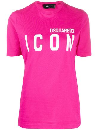 Dsquared2 printed logo T-shirt - women - Cotton - L - Pink