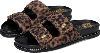 Vince Camuto Graysin Quilted Double Band Slide Sandals Womens Sandals Camel : 7.5 M, Leather