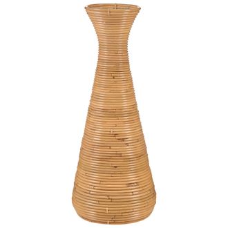 Beliani Jarr&oacute;n Decorativo De Rat&aacute;n Trenzado 70 Cm Estilo Boho R&uacute;stico Florero Natural Nidri