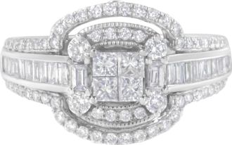 House of Brilliance 14KT White Gold Diamond Cocktail Ring