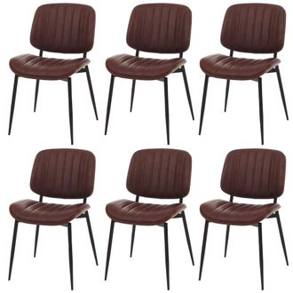 Hhg Hhg - Juego De 6 Sillas De Comedor 182, Silla De Cocina Silla, Madera Curvada Imitaci&oacute;n Cuero Oeko-tex Mvg, Aspecto Nogal, Marr&oacute;n Vintage